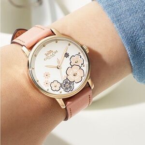 Coach Gold and Pink Women's Floral Watch